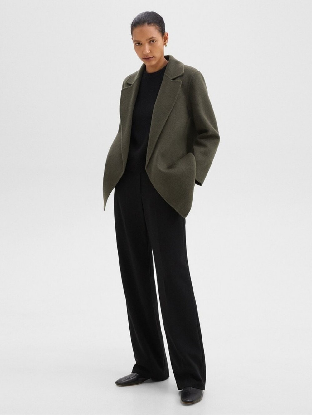 Theory Clairene Wool Cashmere Jacket Green Women's Size Small Minimalist